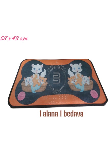 Kedi Köpek Evcil Hayvan Mama Altlığı Beslenme Paspası 58x43cm