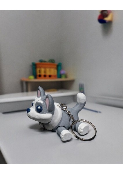 Sibirya Kurdu (Haski), Kızak Köğeği Anahtarlık - 3D Baskı Güçlü Sadık Katman