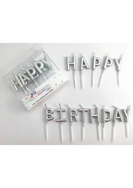 Pasta Mumu Gümüş Happy Birthday Set Mum fiyatları