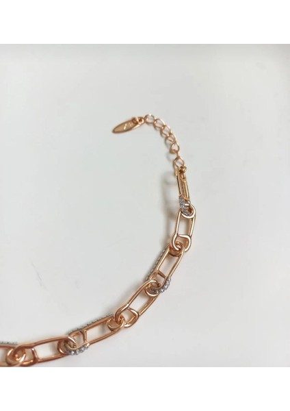 Vip Seri Zirkon Taşlı Rose Gold Renk Bileklik 18+2 cm
