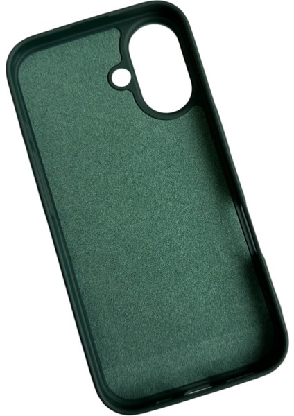 Apple iPhone 16 Uyumlu Lansman Haki Içi Kadife Silikon Kılıf