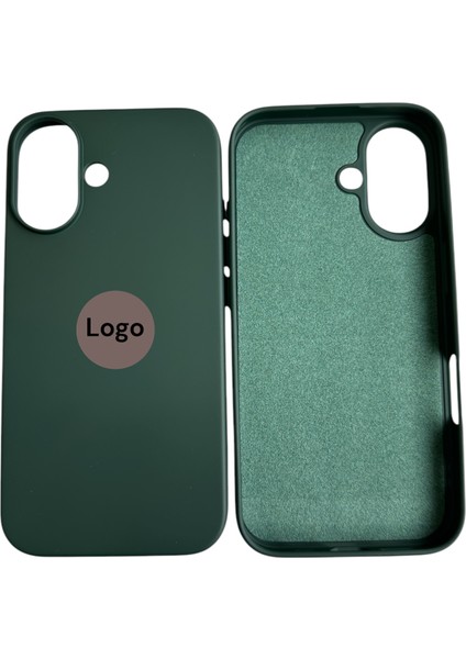 Apple iPhone 16 Uyumlu Lansman Haki Içi Kadife Silikon Kılıf