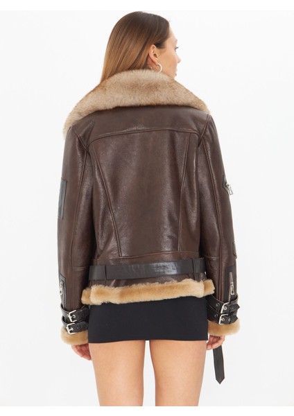 Kahverengi Deri Mont - 63 Cm, Kemerli, Vintage ve Lüks modelleri