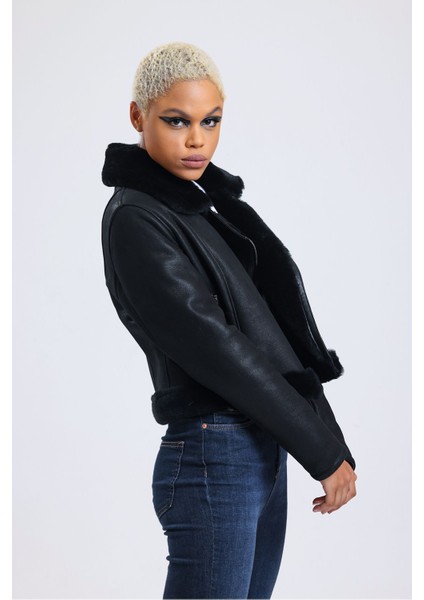 Deri Crop Ceket, 54 Cm, Sportif & Outdoor Görünüm, Kürklü - 112422 indirimleri