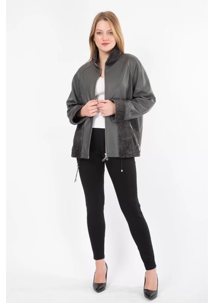 Hakiki Deri Mont Oversize Kürk Detaylı Ceket