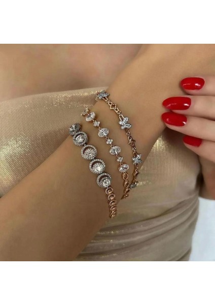 Vip Seri Zirkon Taşlı Rosegold Renk Bileklik 17+2cm fiyatları