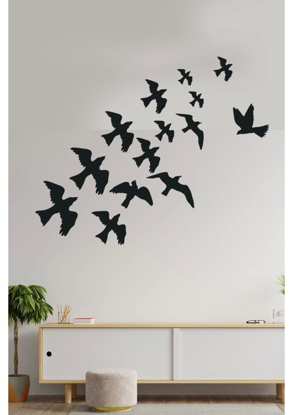 Uçan Kuşlar Dekoratif Duvar Sticker Kuş Sürüsü Duvar Süsü