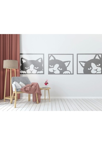 Kediler Duvar Sticker - Kediler Duvar Sticker Dekoratif Odası Duvar Sticker Duvar Süsü 60 x 15