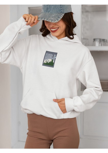 Unisex Inspire The World Baskılı Hoodie / Kapüşonlu Sweatshirt fiyatları