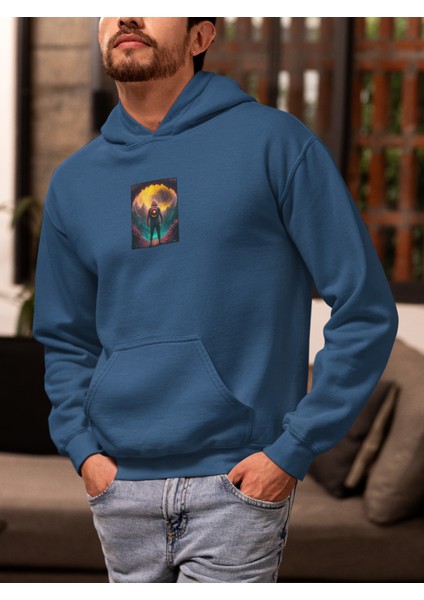 Unisex Mountain Man Baskılı Hoodie / Kapüşonlu Sweatshirt