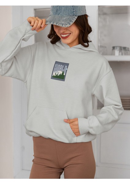 Unisex Inspire The World Baskılı Hoodie / Kapüşonlu Sweatshirt fiyatları