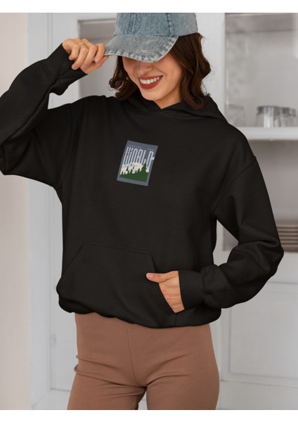 Unisex Inspire The World Baskılı Hoodie / Kapüşonlu Sweatshirt fiyatları