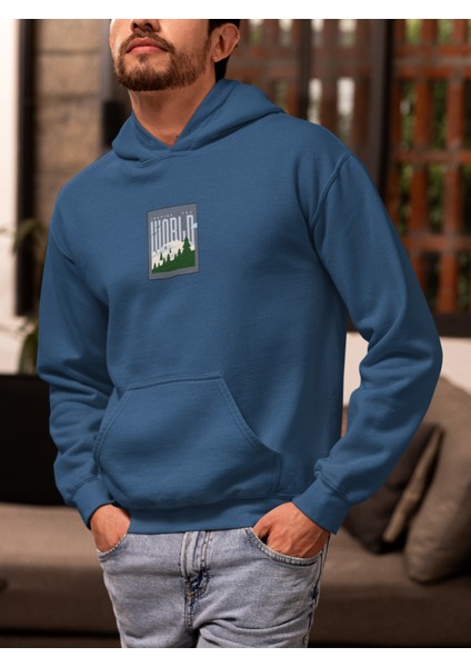 Unisex Inspire The World Baskılı Hoodie / Kapüşonlu Sweatshirt