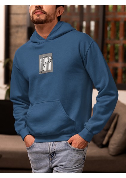 Unisex Keep Going Baskılı Hoodie / Kapüşonlu Sweatshirt