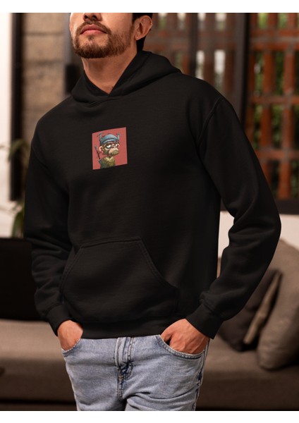 Unisex Ape Baskılı Hoodie / Kapüşonlu Sweatshirt