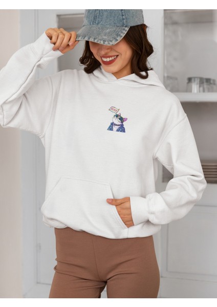 Unisex Cat 2 Baskılı Hoodie / Kapüşonlu Sweatshirt