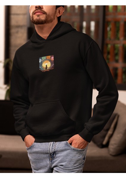 Unisex Astrology Baskılı Hoodie / Kapüşonlu Sweatshirt