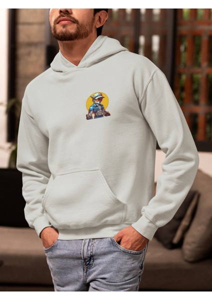 Unisex Wolf 2 Baskılı Hoodie / Kapüşonlu Sweatshirt