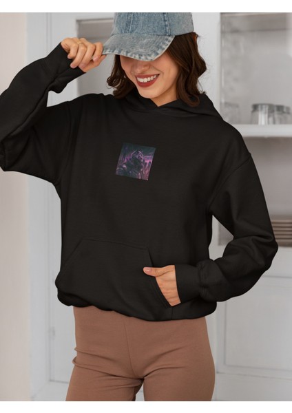 Unisex Wolf Baskılı Hoodie / Kapüşonlu Sweatshirt fiyatları
