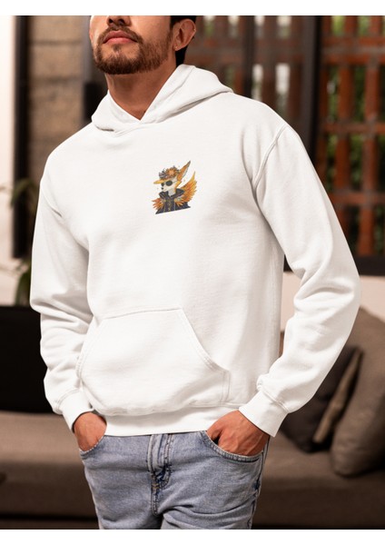 Unisex Fox Baskılı Hoodie / Kapüşonlu Sweatshirt