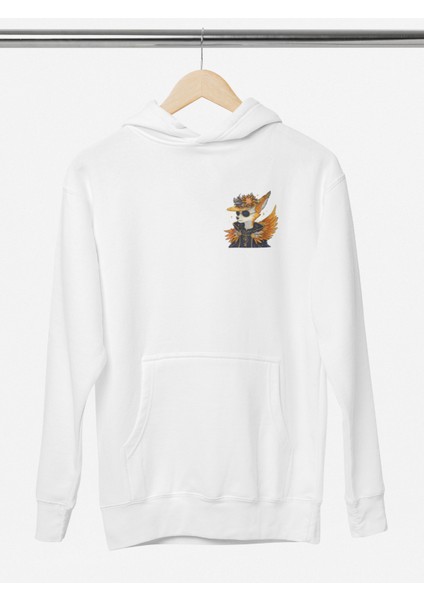 Unisex Fox Baskılı Hoodie / Kapüşonlu Sweatshirt