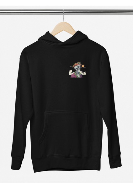 Unisex Skeleton Baskılı Hoodie / Kapüşonlu Sweatshirt
