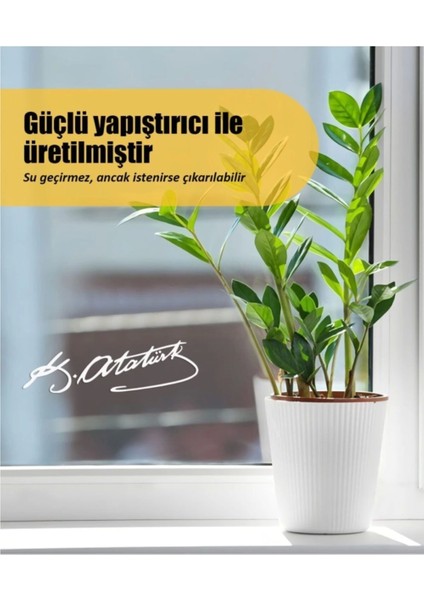 Atatürk Imza Araba Laptop Duvar Folyo Sticker 25 x 7,5 cm