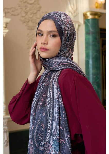 Koyu Lacivert Hardal Hint Vual Şal - 5009-28