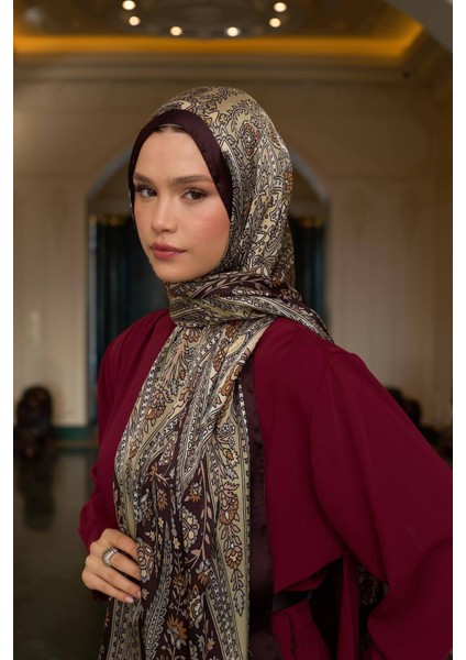 Çikolata Kahve Hint Vual Şal - 5009-16
