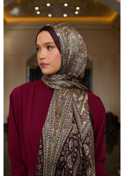 Çikolata Kahve Hint Vual Şal - 5009-16 modelleri