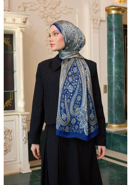 Gece Mavi Hint Vual Şal - 5009-04 fırsatları