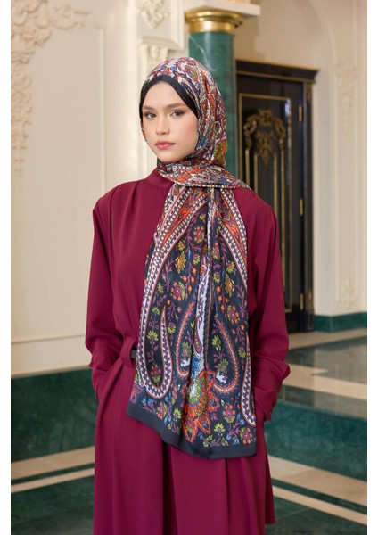 Siyah Turuncu Hint Vual Şal - 5009-07 fiyatları