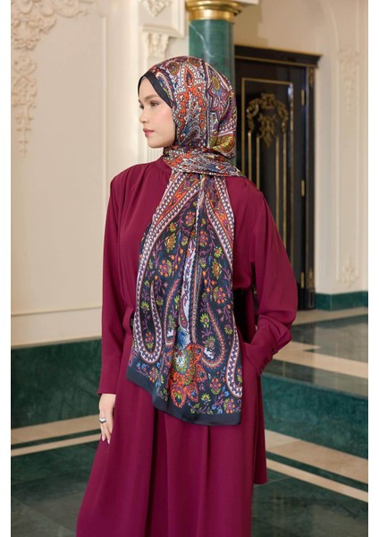 Siyah Turuncu Hint Vual Şal - 5009-07 modelleri