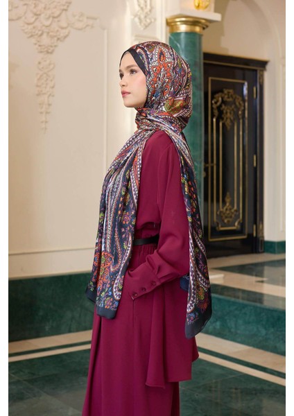 Siyah Turuncu Hint Vual Şal - 5009-07 fırsatları