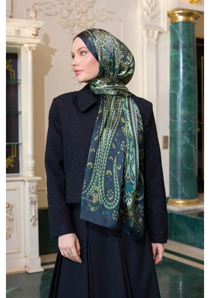 Koyu Lacivert Hardal Hint Vual Şal - 5009-28