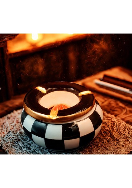 Büyük Kapaklı Küllük | Anneler Günü İçin Hediyelik Kül Tablası | Rüzgar Geçirmez Hediyelik Küllük Altın Yaldızlı fiyatları