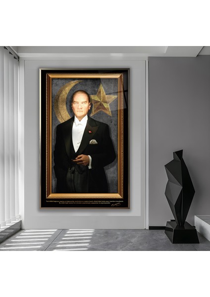 Metal Çerçeveli Atatürk Cam Tablo
