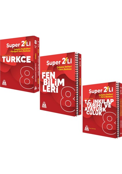 (Sınıf: 8) Süper İkili Türkçe Fen ve İnkılap Seti 3 Kitap