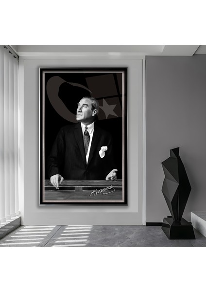 Metal Çerçeveli Atatürk Cam Tablo