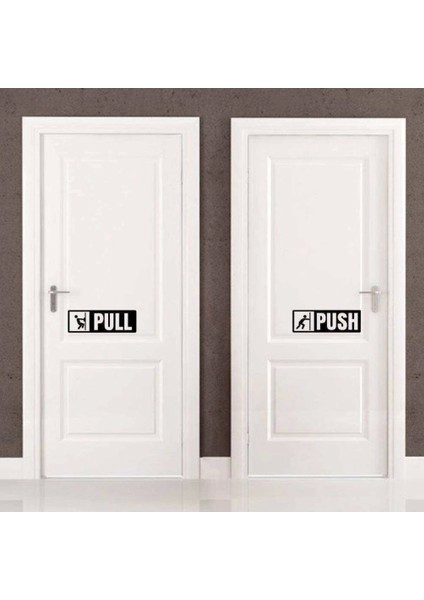 Pull-Push Yazılı Dekoratif Kapı Sticker, Çıkartma
