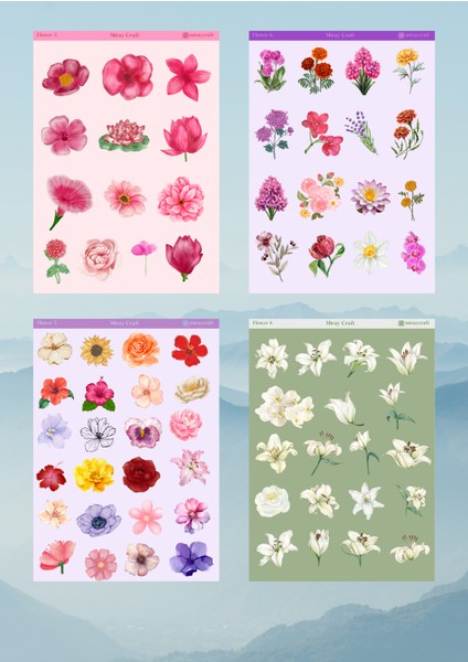 14'LÜ ÇİÇEK TEMALI 12*17 CM STİCKER SETİ/BULLET JOURNAL,SCRAPBOOK, PLANLAYICI, AJANDA, DEFTER İÇİN modelleri