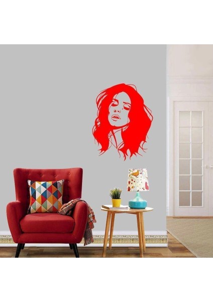 Sanatçı Lana Del Rey Silüetli Dekoratif Duvar Sticker, Çıkartma, Etiket Kırmızı