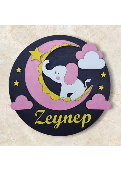 Fil Figürlü Hediyelik Bebek Ahşap Hastane Kapı Süsü