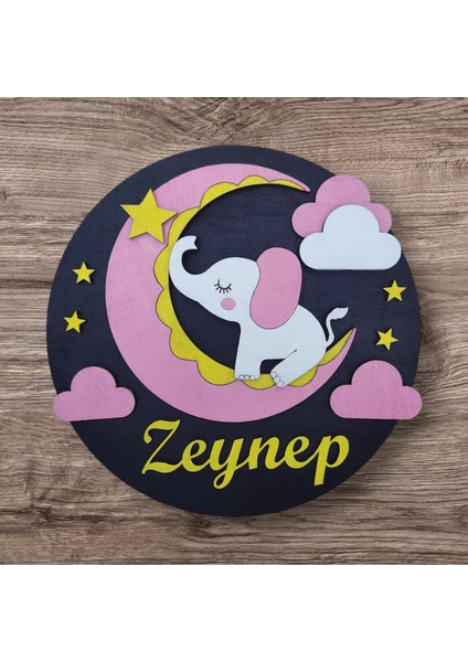 Fil Figürlü Hediyelik Bebek Ahşap Hastane Kapı Süsü