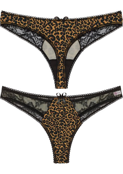 Beruflic Leopar Desenli Dantelli G String Külot