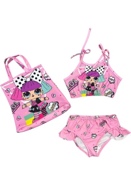 Kız Çocuk Lol Bebek Çantalı Bikini Takım