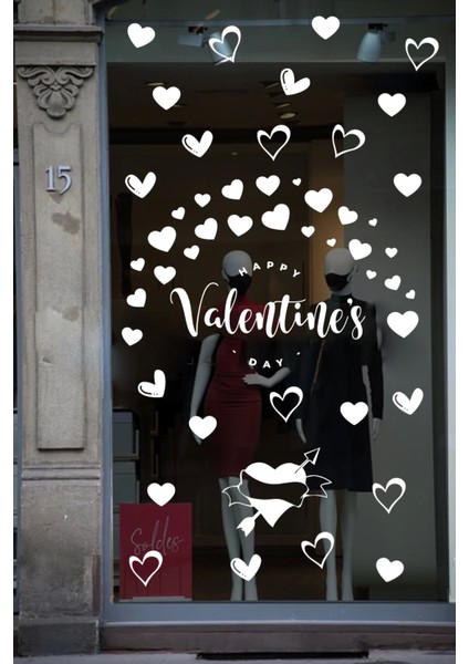 Happy Valentine's Day Sevgililer Günü Sticker Kalp, Love, I Love You Cam, Duvar Sticker Etiket Seti