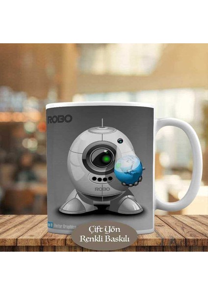 Yapay Zeka Teknolojisi Robot Baskılı Kupa Bardak Hediyelik-52
