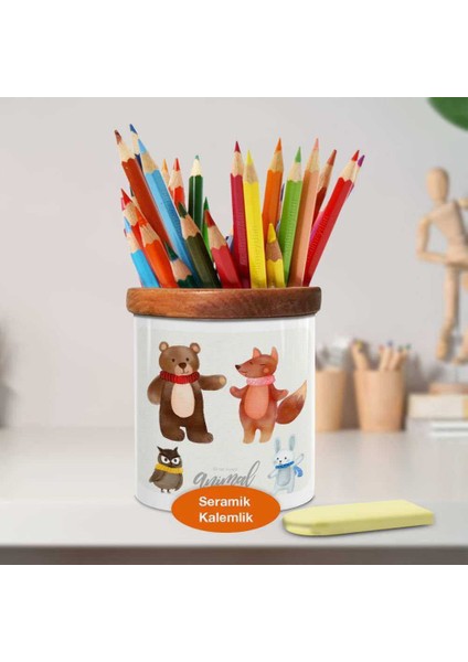 Sevecen Mutlu Hayvanlar Ahşap Seramik Kalemlik - 2147718416 fiyatları
