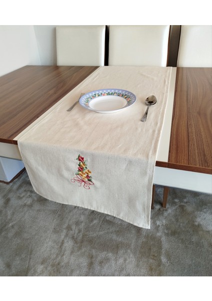 Buldan Ham Keten Otantik Yumuşacık Nakışlı 45X145 cm Runner